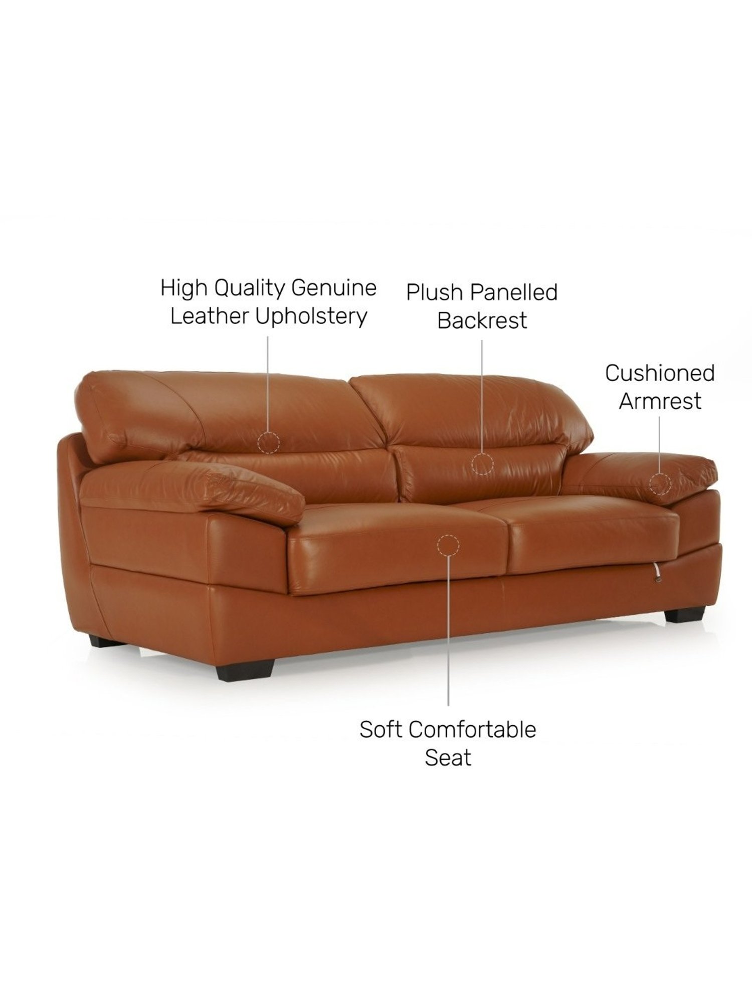 Durian Hensley Contemporary Tan Brown Leather 3 Seater Sofa