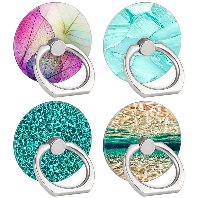 Phone Ring Holder 360 Rotation Finger Stand Grip Kickstand for Smartphones and Tablets (Clear Water)