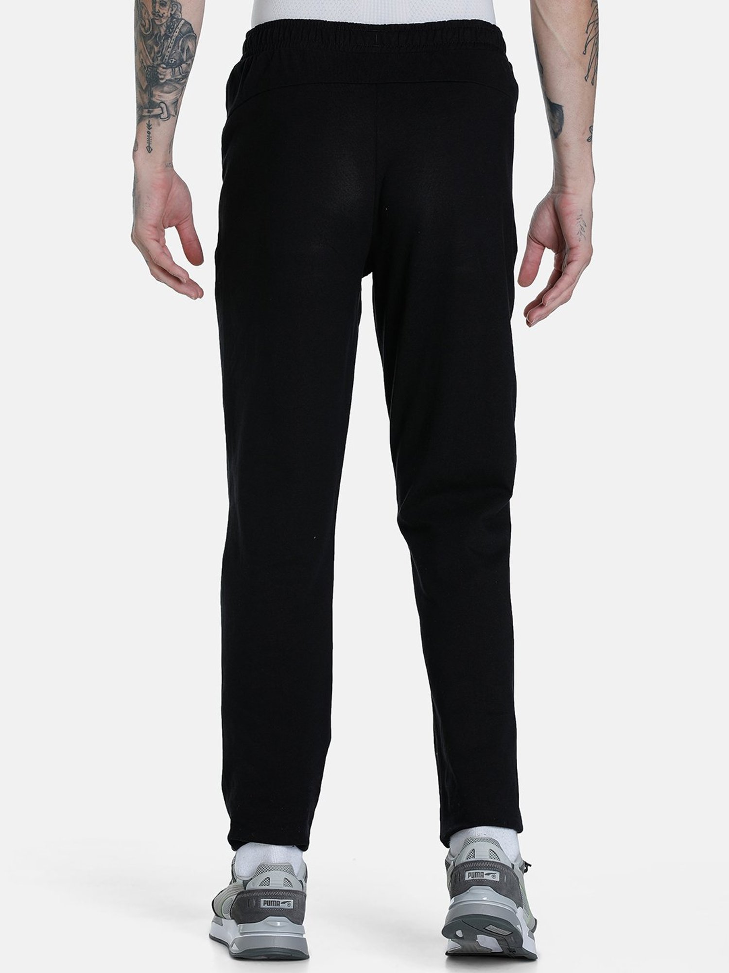 Puma Essentials Black Cotton Slim Fit Track Pants