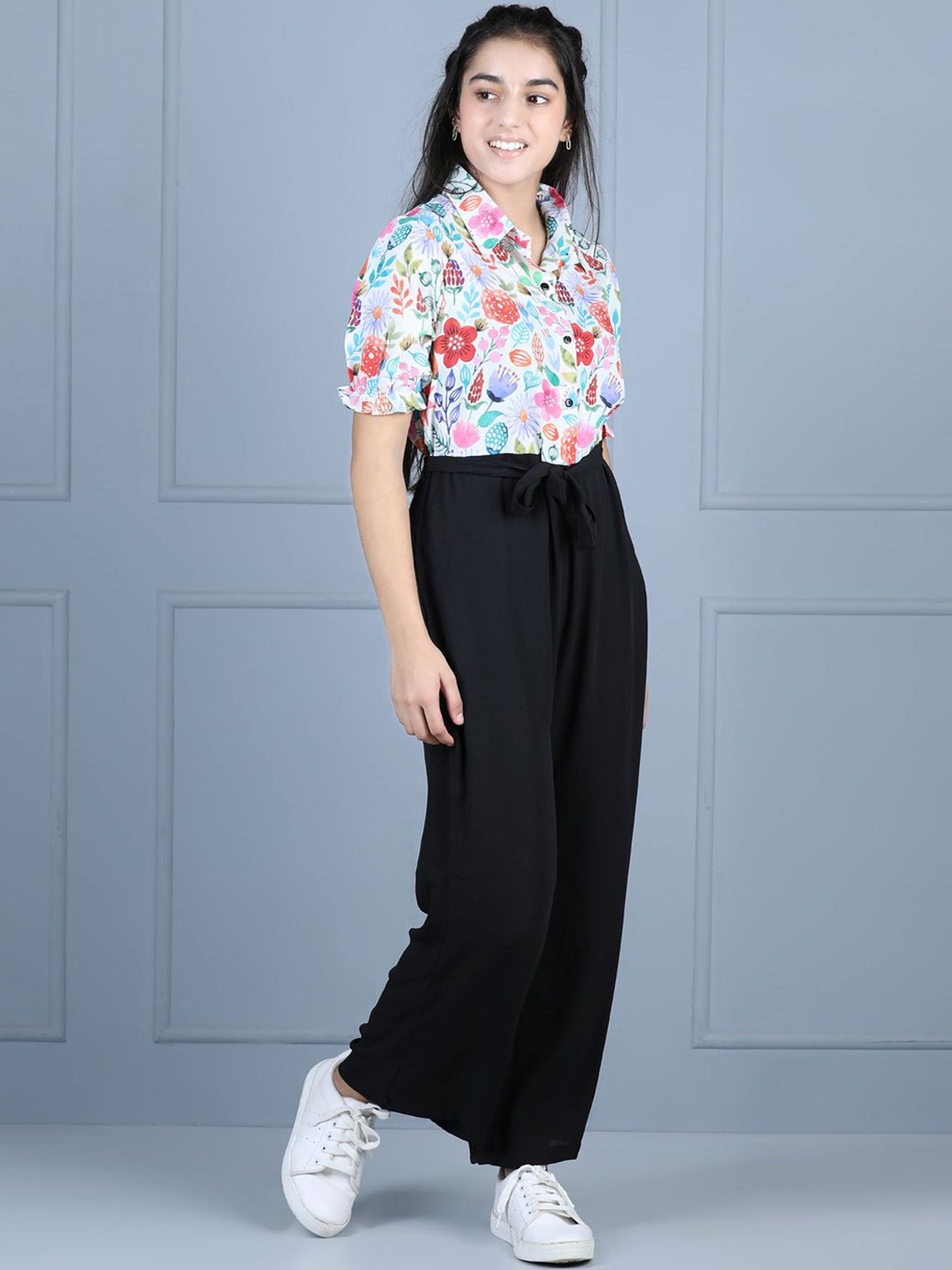 StyleStone Kids Multicolor Floral Print Jumpsuit