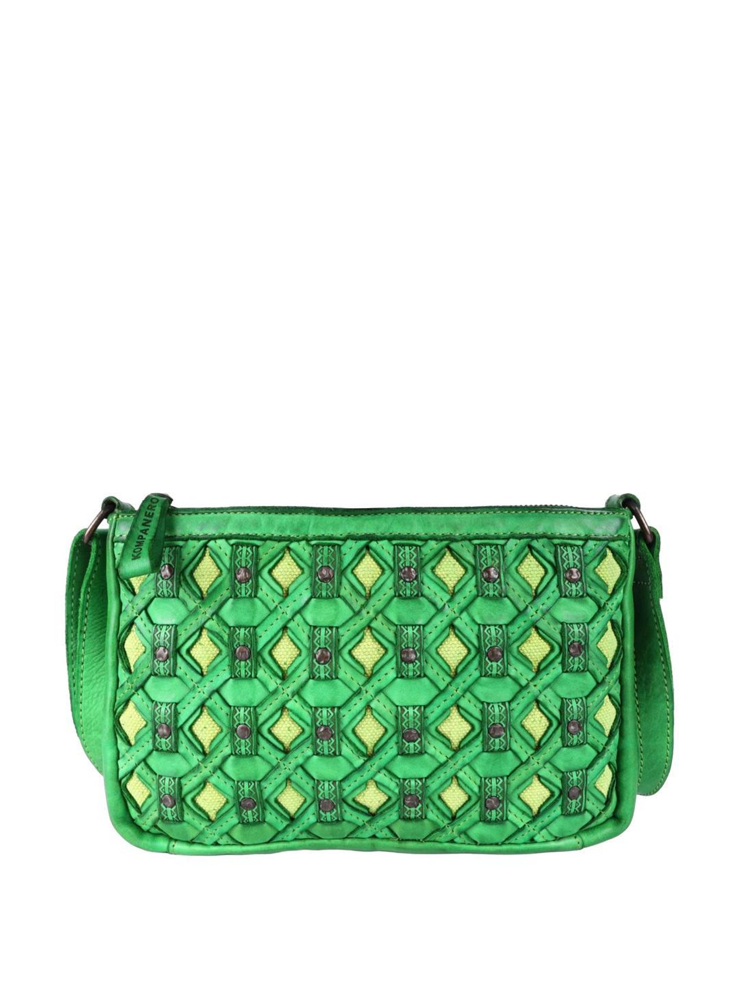 KOMPANERO Valentina Green Embroidered Sling Handbag