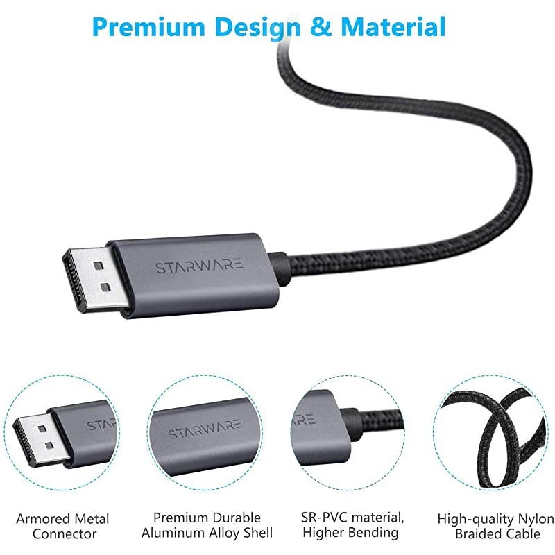 DisplayPort to HDMI Cable4KUHD  Display PortDP to HDMI Cable Supporting up for DisplayPort Supported Laptops to Connect HDMI Displays 6ft18m