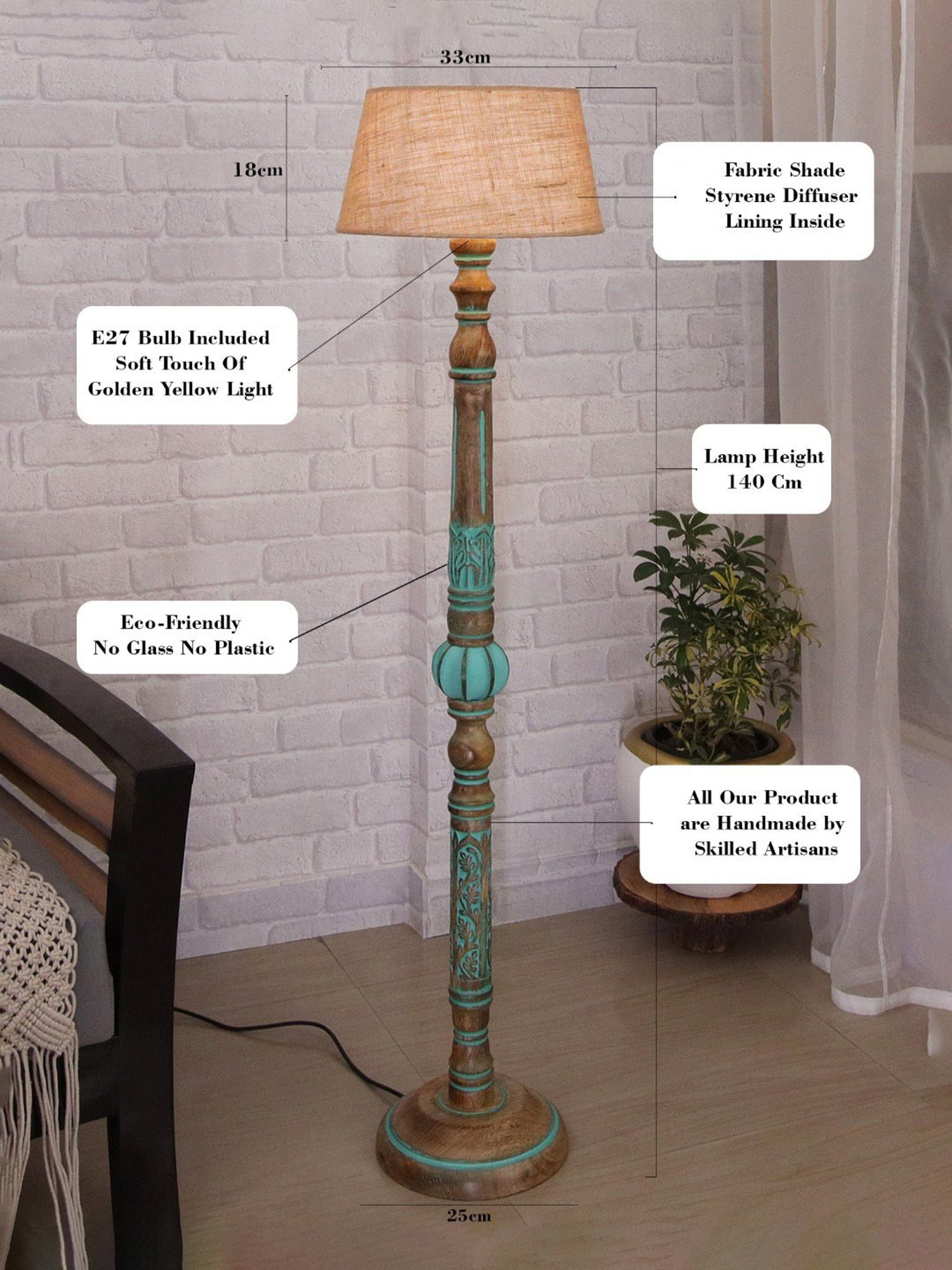 64" x 8.9" x 10.5" Smart Light Full Spectrum Floor Lamp (Includes LED Light Bulb) White - Verilux