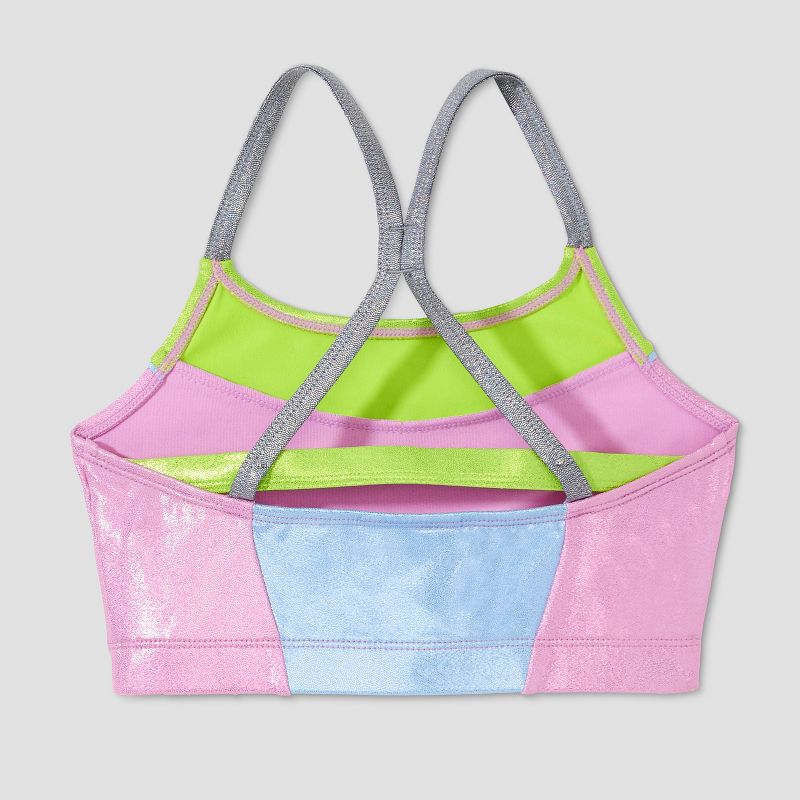 Girls' Microfiber Cross Back Sports Bra - All in Motion™ Teal/White M