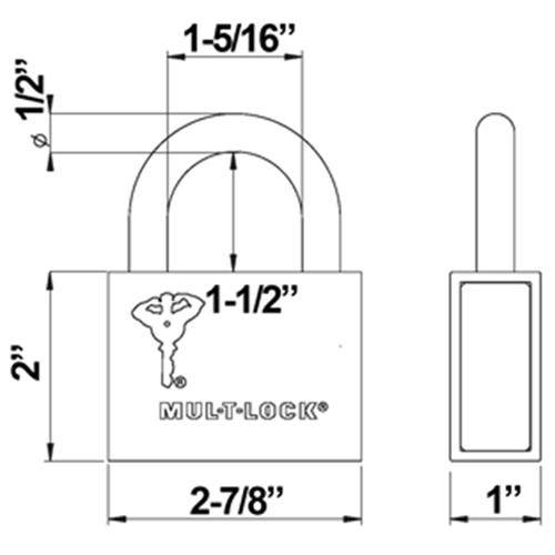 Mul-T-Lock C13PC1-206 #13 C Series Pop Shackle Padlock Key Retaining 1-1/2" Clearance And 1/2" Shackle With High Security Interactive + 206 Keyway (THE KEY IS NEEDEED FOR CLOCSING)