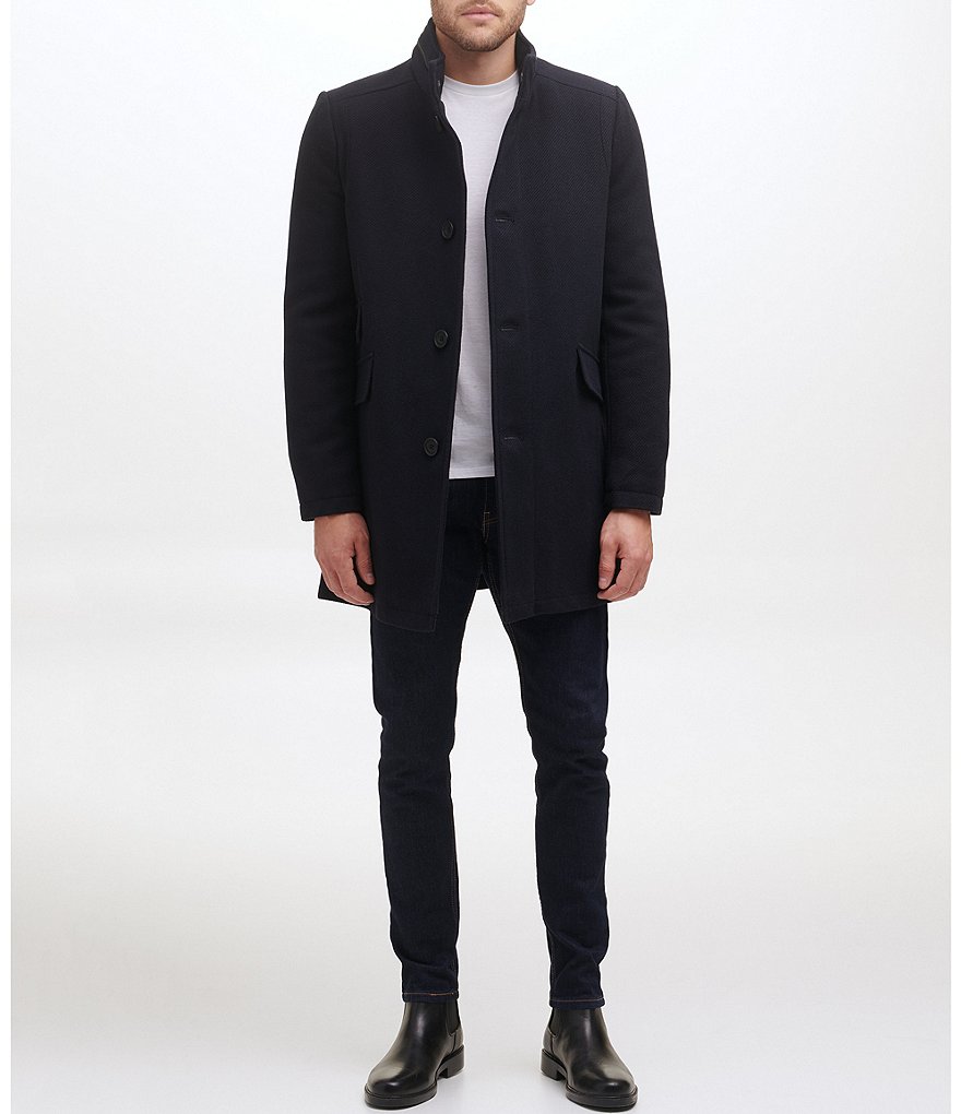 Kenneth Cole New York Long-Sleeve Twill Wool-Blend Coat