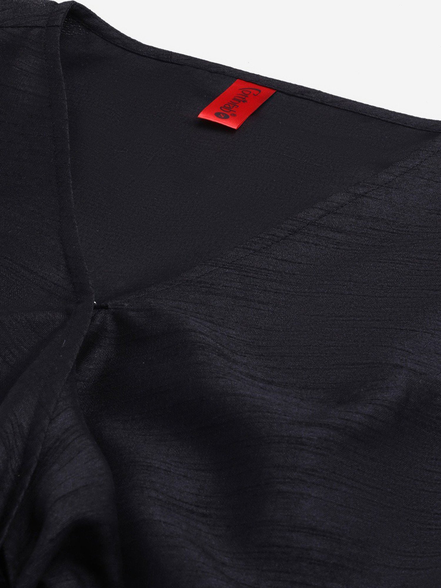 Cottinfab Black V-Neck Silk Blend Top