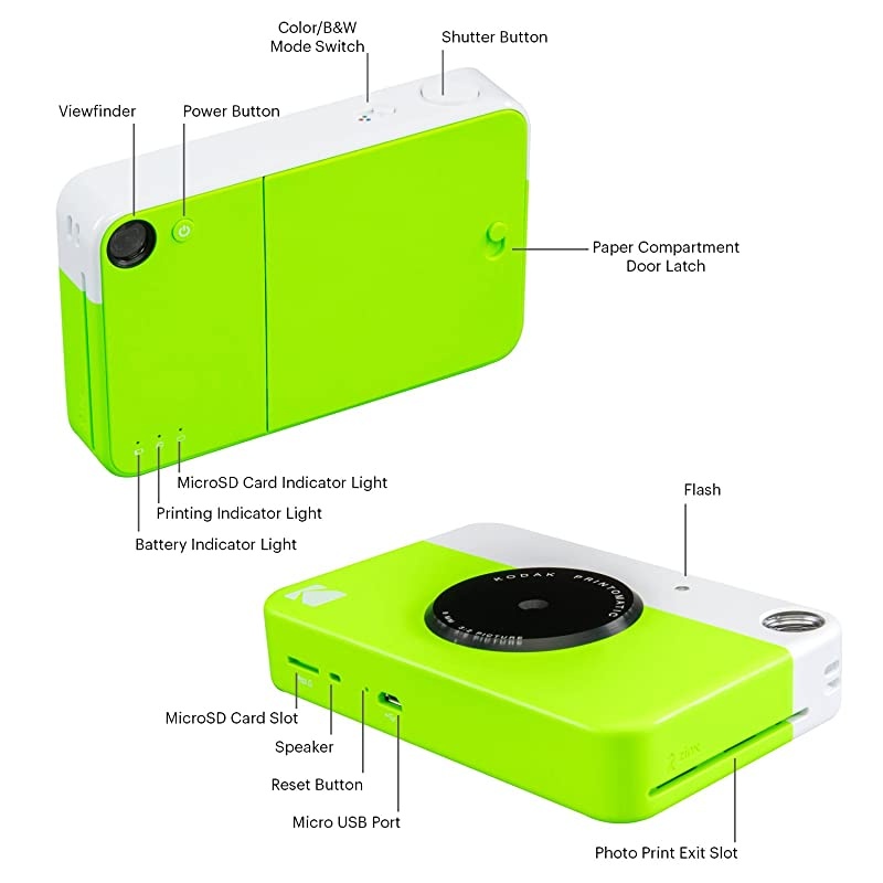 Printomatic Instant Camera (Green) Starter Bundle