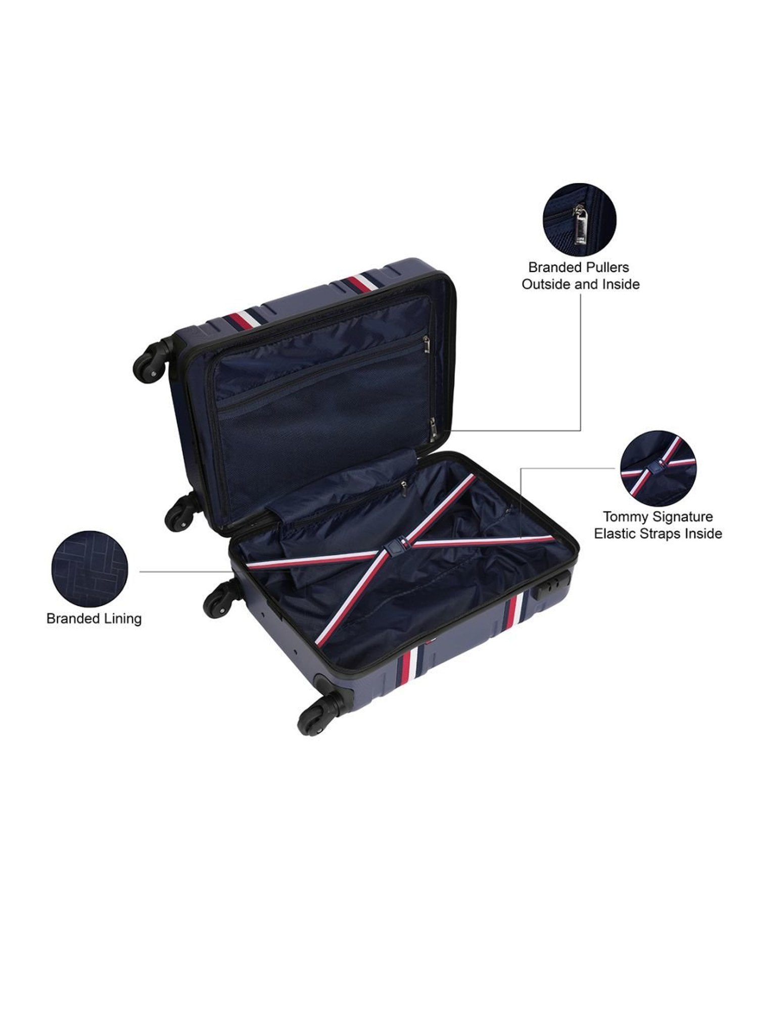 TOMMY HILFIGER Berlin Navy 4 Wheels Small Hard Cabin Trolley Bag