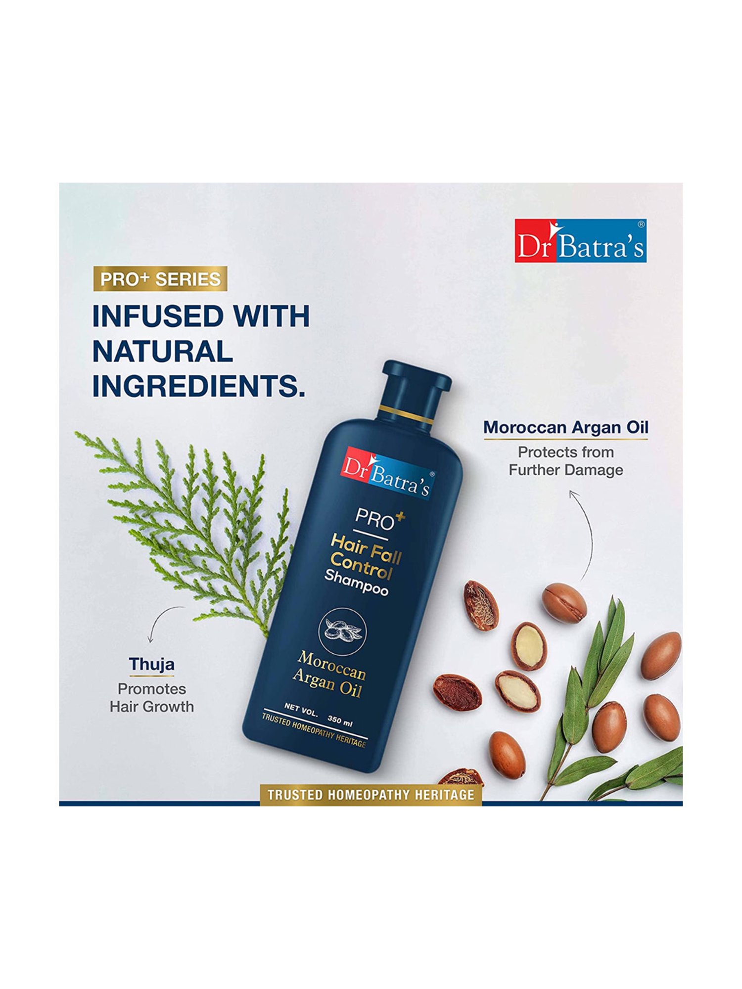 Dr Batra's PRO+ Hair Fall Control Shampoo with PRO+ Conditioner Each - 350 ml