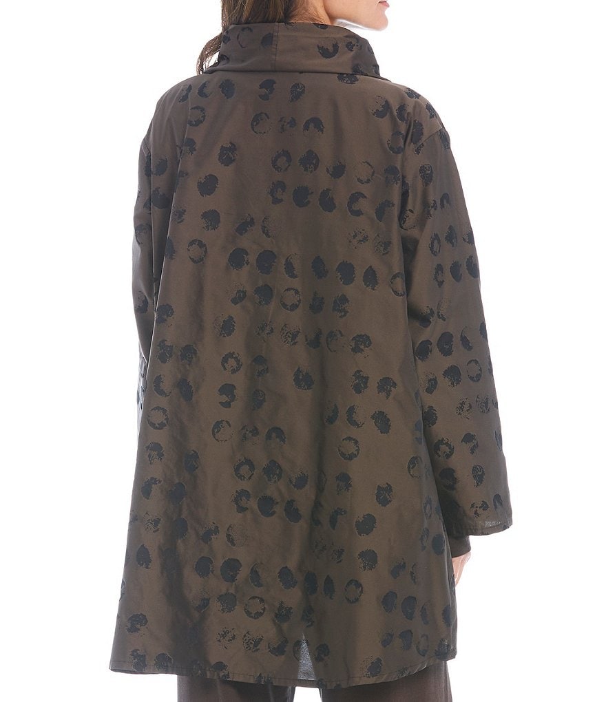 Bryn Walker Anouk Dot Print Convertible Cowl Neck Button-Front Long Sleeve Jacket
