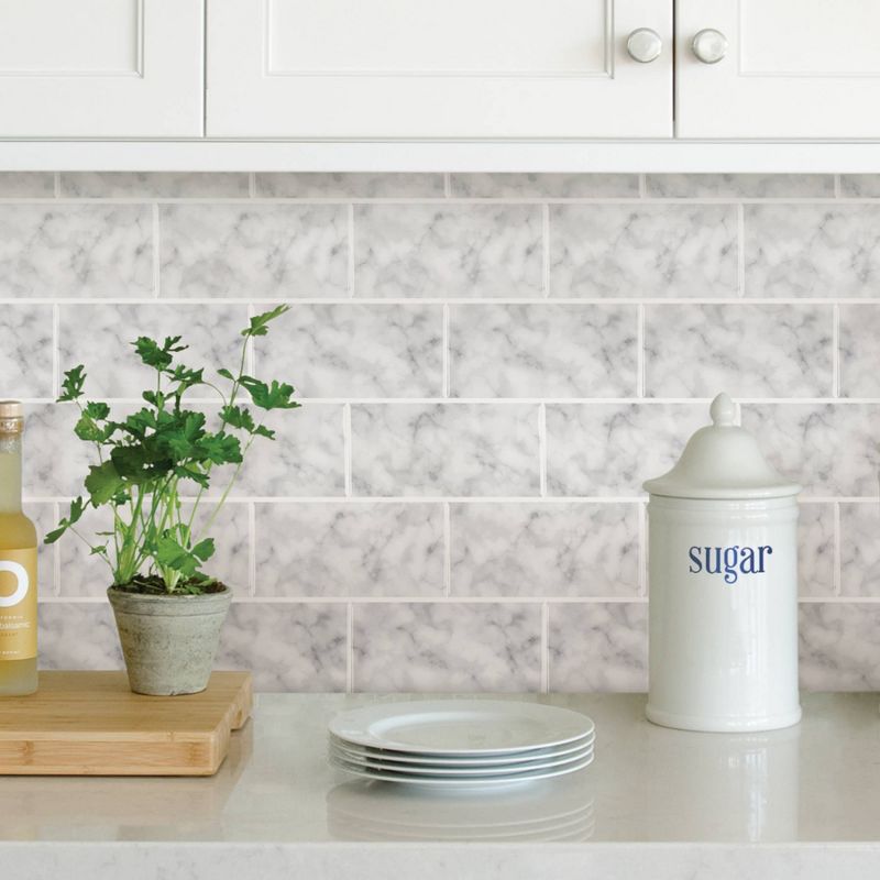 Brewster Subway Carrara Peel & Stick Backsplash Tile Paper White