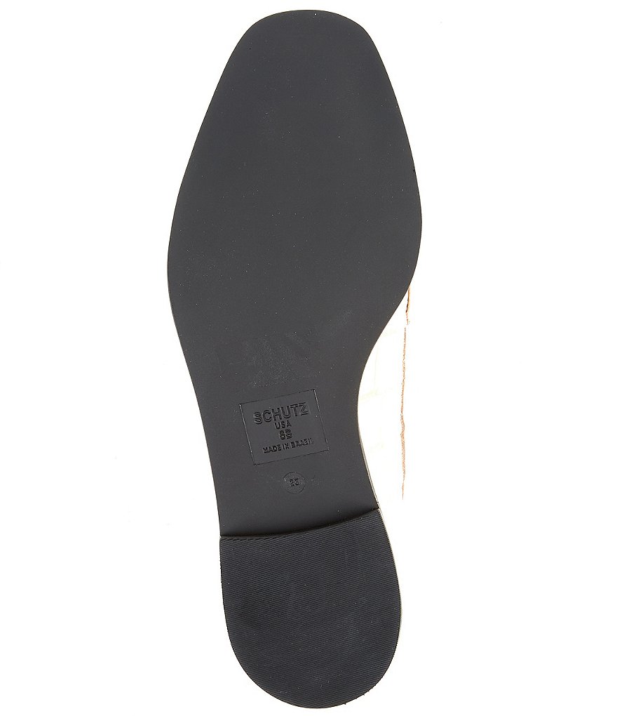 Schutz Pinky Croco Print Leather Studded Strap Loafers