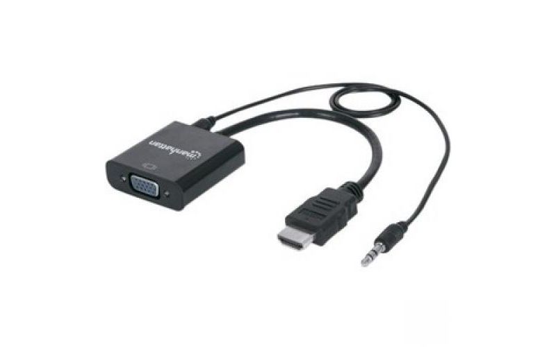 Manhattan HDMI Male to VGA Female Converter with Audio and Optional USB Micro-B Power Port