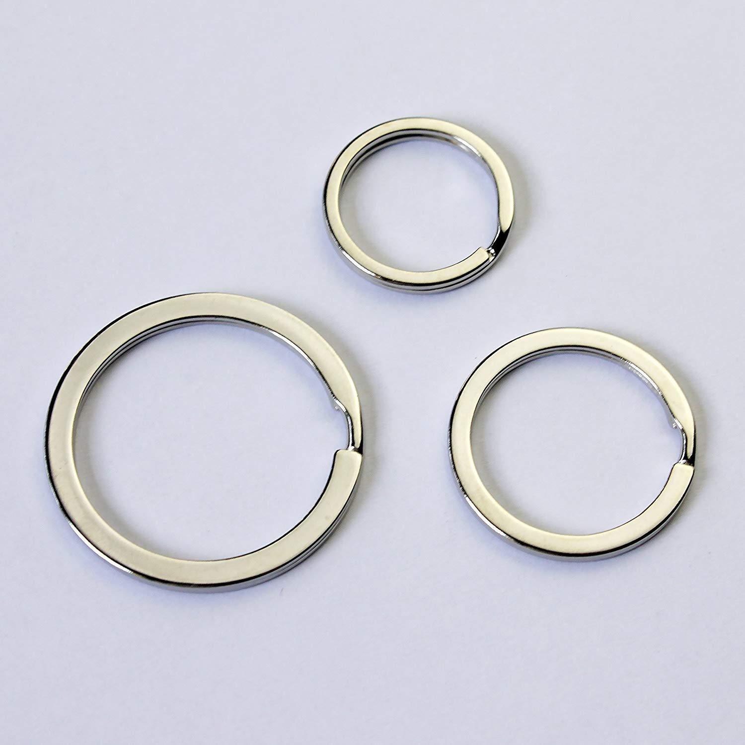 Flat Key Rings Key Chain Metal Split Ring 30pcs (Round 1.25 inch Diameter), for Home Car Keys Organization, Lead Free Nickel Plated Silver