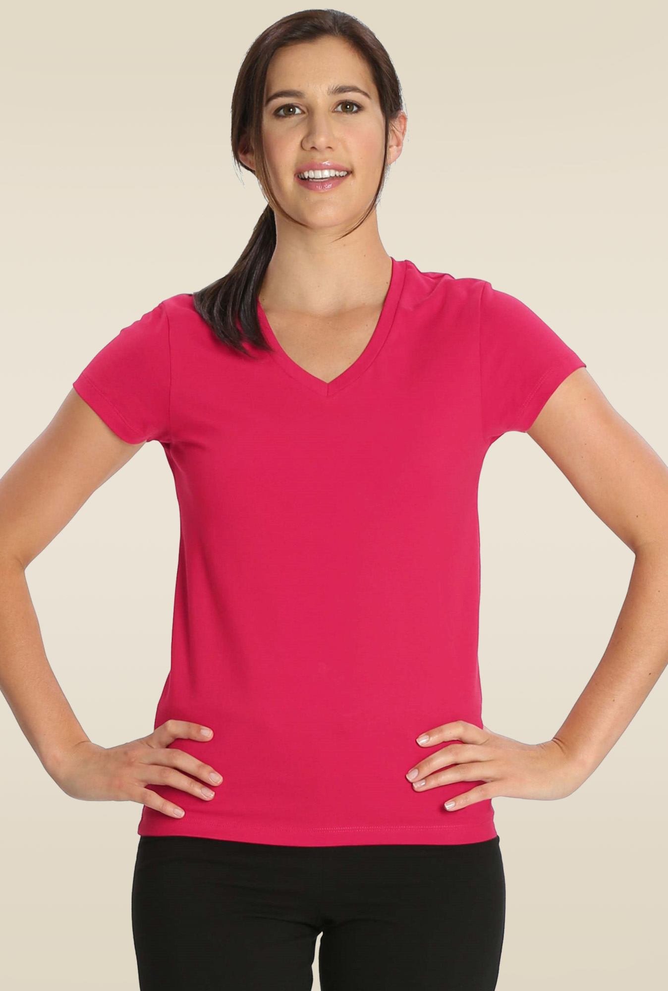 Jockey 1359 Women's Super Combed Cotton Elastane Regular Fit Solid V Neck Half Sleeve T-Shirt