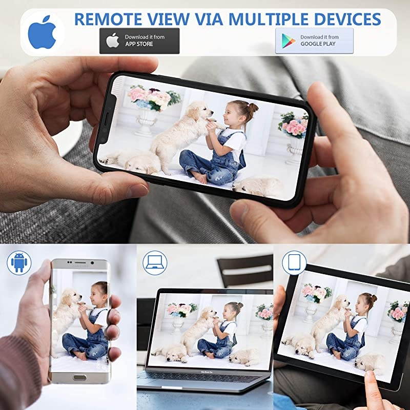 Security Camera 1536P Pet Camera -  WiFi Wireless Home Camera Full HD 3MP IP Video Surveillance System with IR Night Vision, Motion Detection and Two-Way Audio - Cloud Storage, White