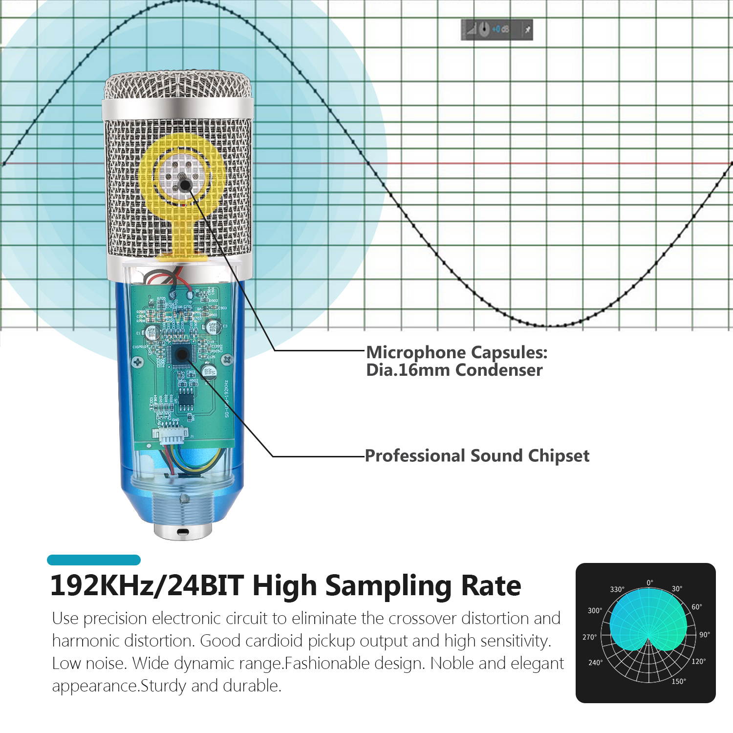 Neewer USB Microphone Kit 192KHZ/24BIT Plug&Play Computer Cardioid Mic Podcast Condenser Microphone with Professional Sound Chipset for YouTube/Gaming Record, Arm Stand/Shock Mount (Blue)(NW-8000-USB)