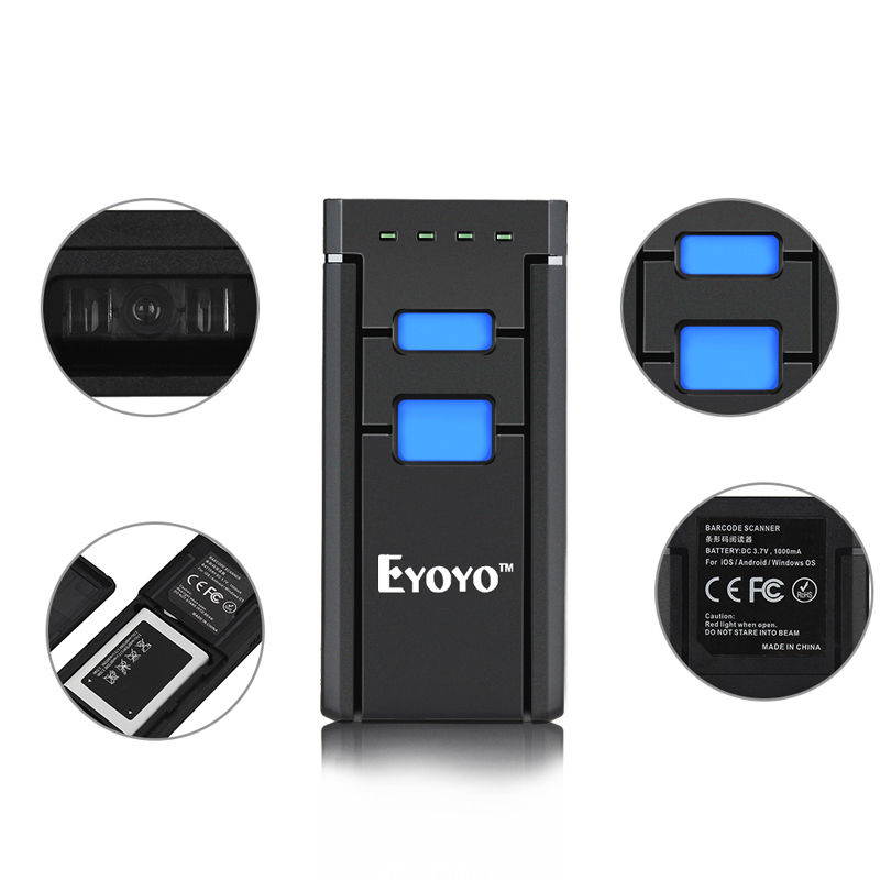 Eyoyo Portable 1D Bluetooth Wireless Barcode Scanner Support Windows Android iOS