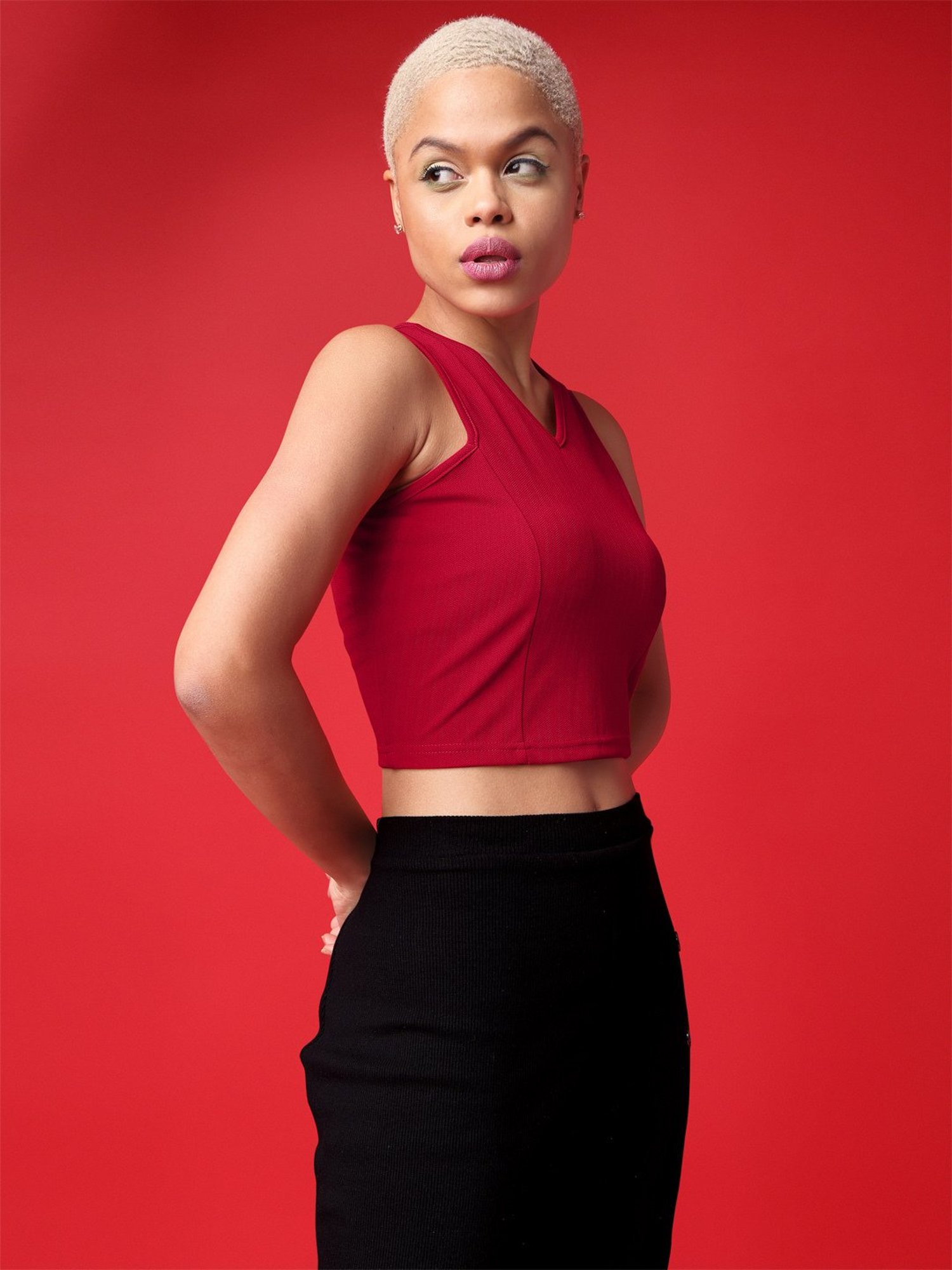 PURVAJA Red Regular Fit Crop Top
