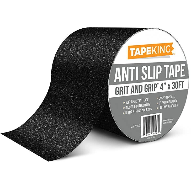 Anti-Slip - Traction for Stairs, Steps, Ramps, Treads - Cut to Fit, Safety for Indoor or Outdoor Applications - Black - 80 Grit Aluminum Oxide - 4 Inch x 30 Foot Roll