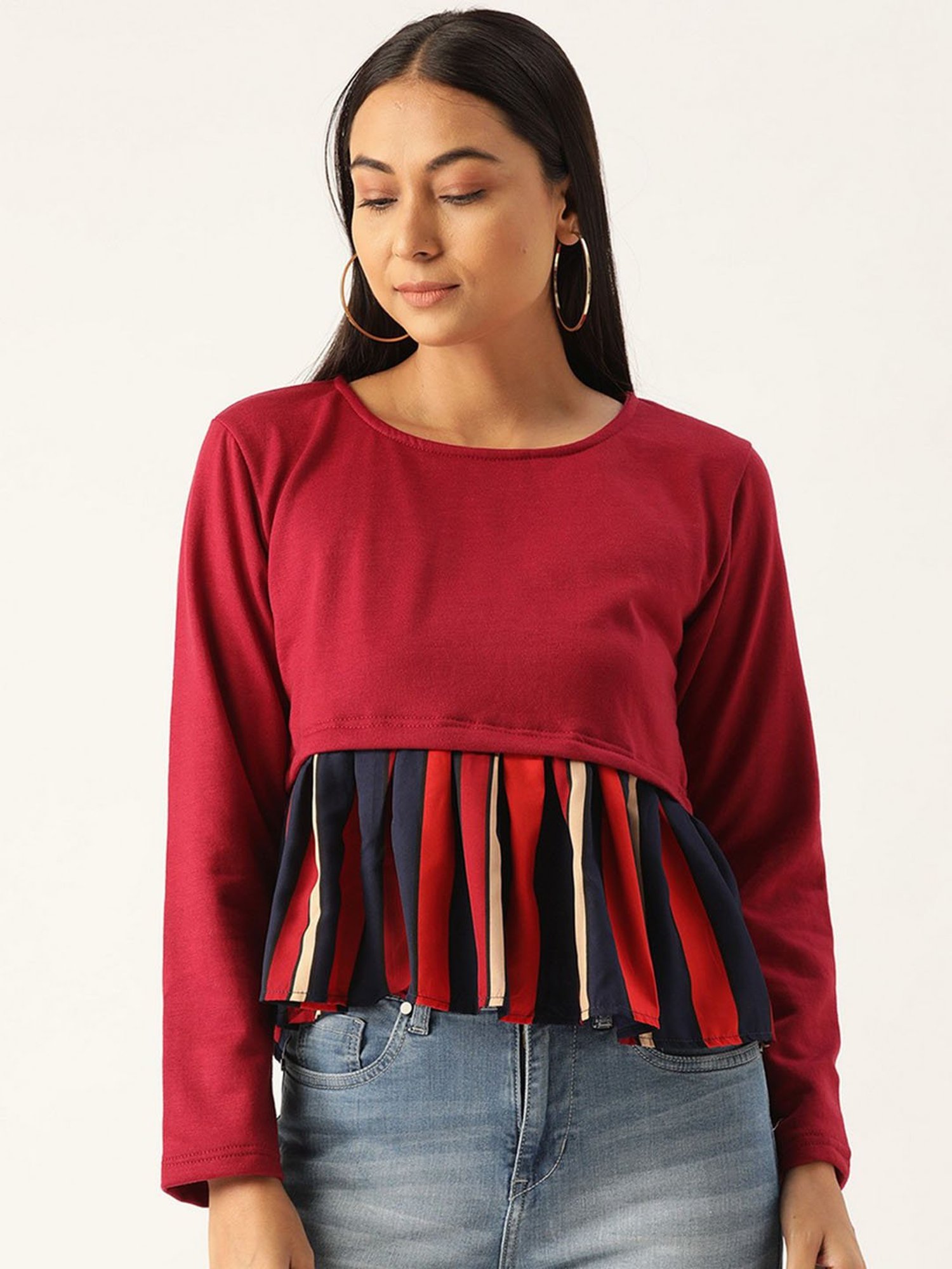 Belle Fille Maroon Full Sleeves Sweatshirt