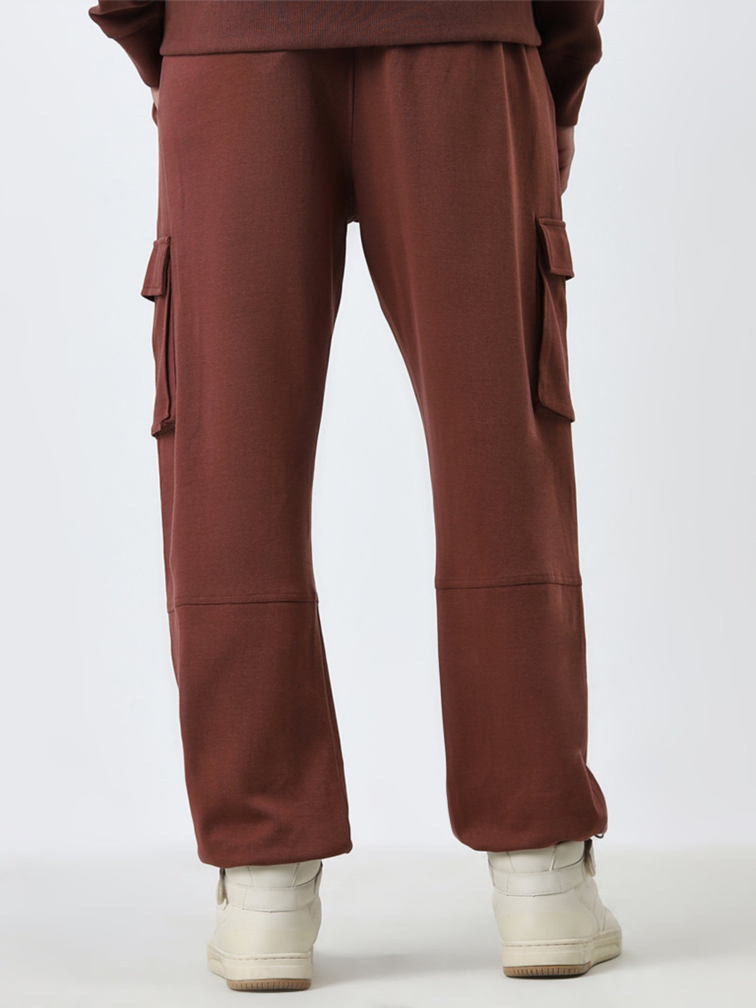 Studiofit by Westside Dark Brown Relaxed Fit Mid-Rise Track Pants