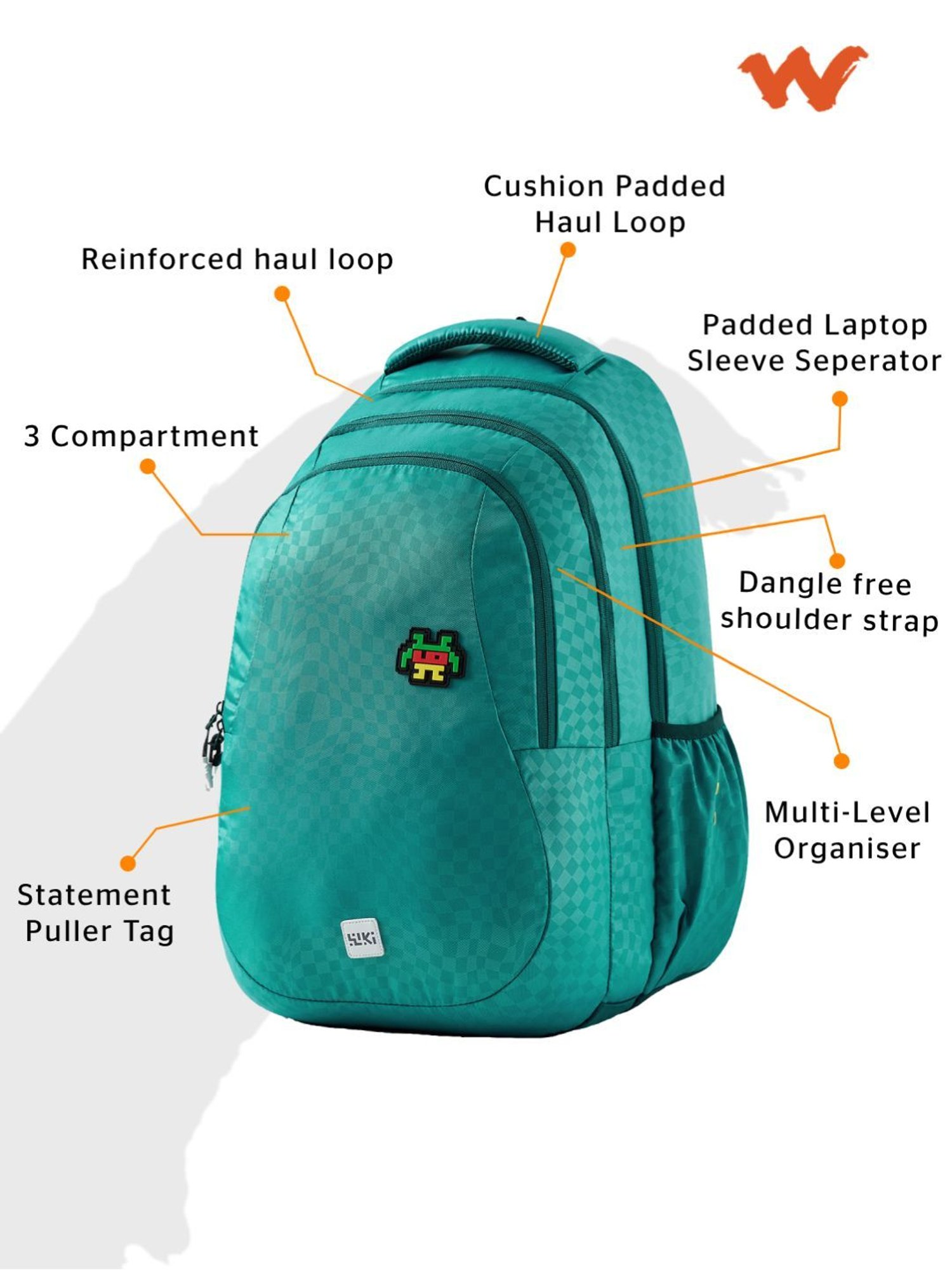 Wiki Back to School 6 Dark Green Polyester Printed Backpack - 47 Ltrs