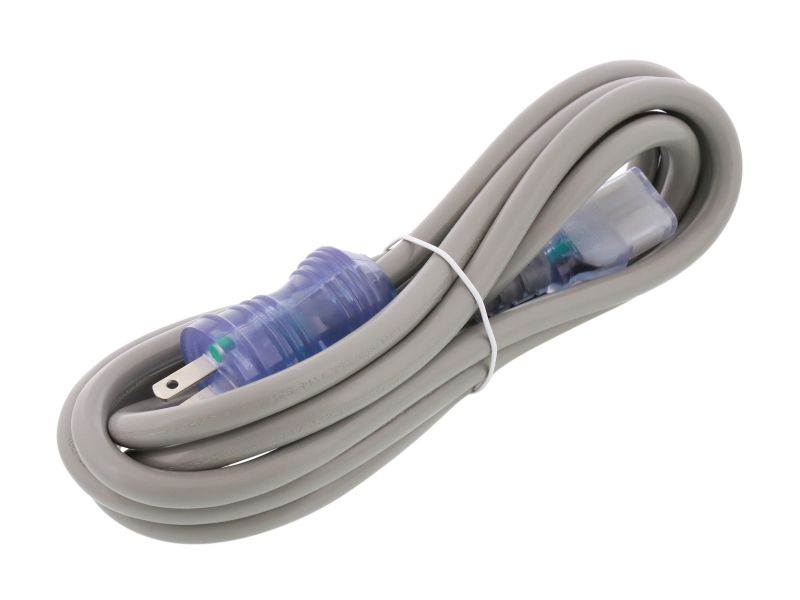 Kaybles Hospital Grade Power Cord - 15 ft. 14AWG 15A, NEMA 5-15P/C13 with Clear Connectors, Green Dot, UL Listed, SJT, 15 ft. Power Cable