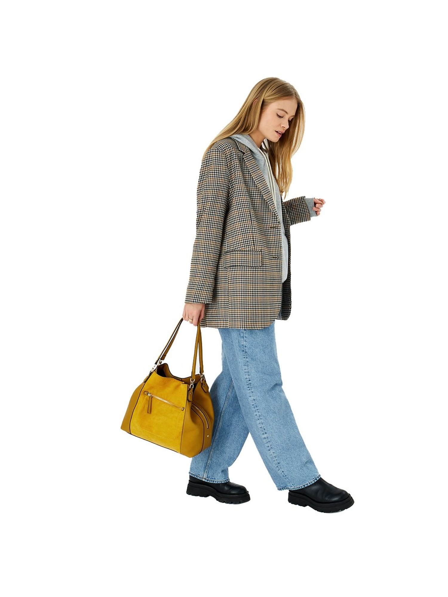 Accessorize London Yellow Solid Medium Hobo Handbag