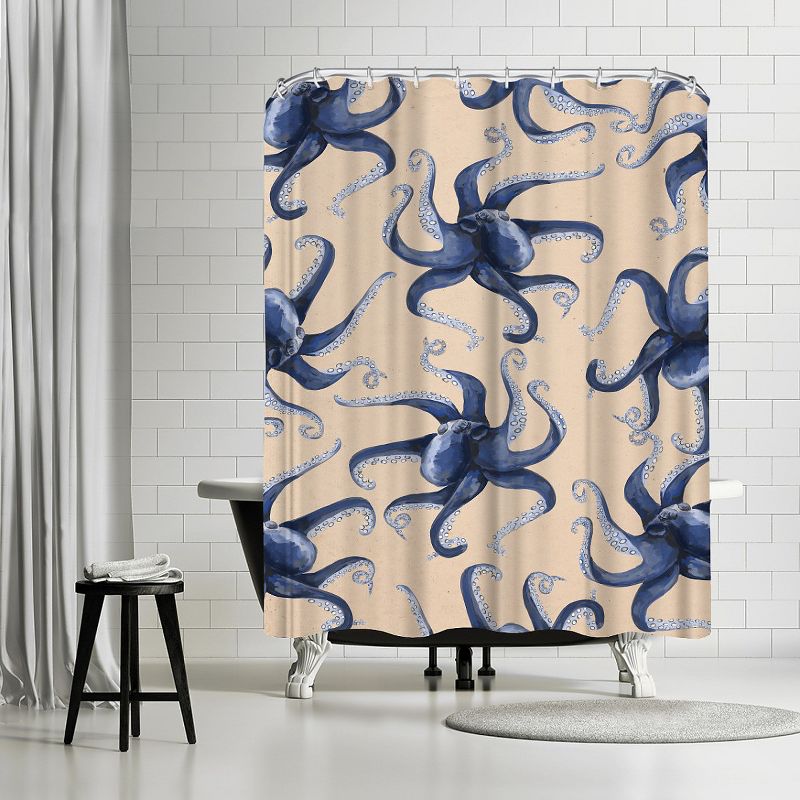 Americanflat Nautical Octopus Pattern by Jetty Home 71" x 74" Shower Curtain