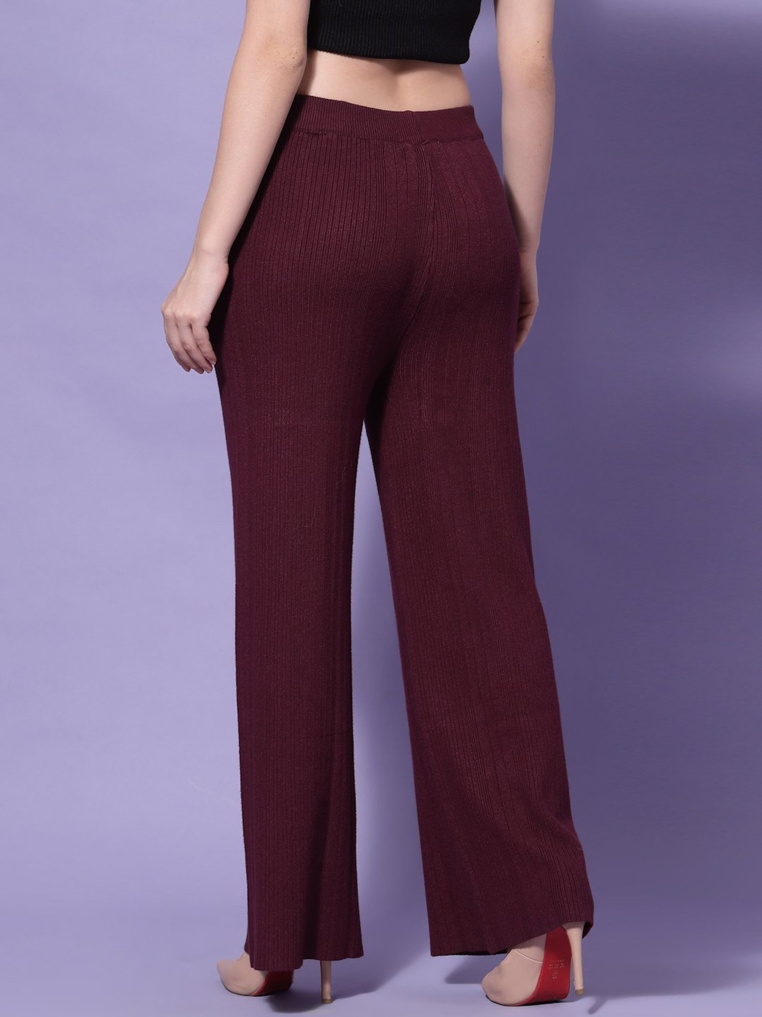 Mafadeny Maroon Mid Rise Palazzos