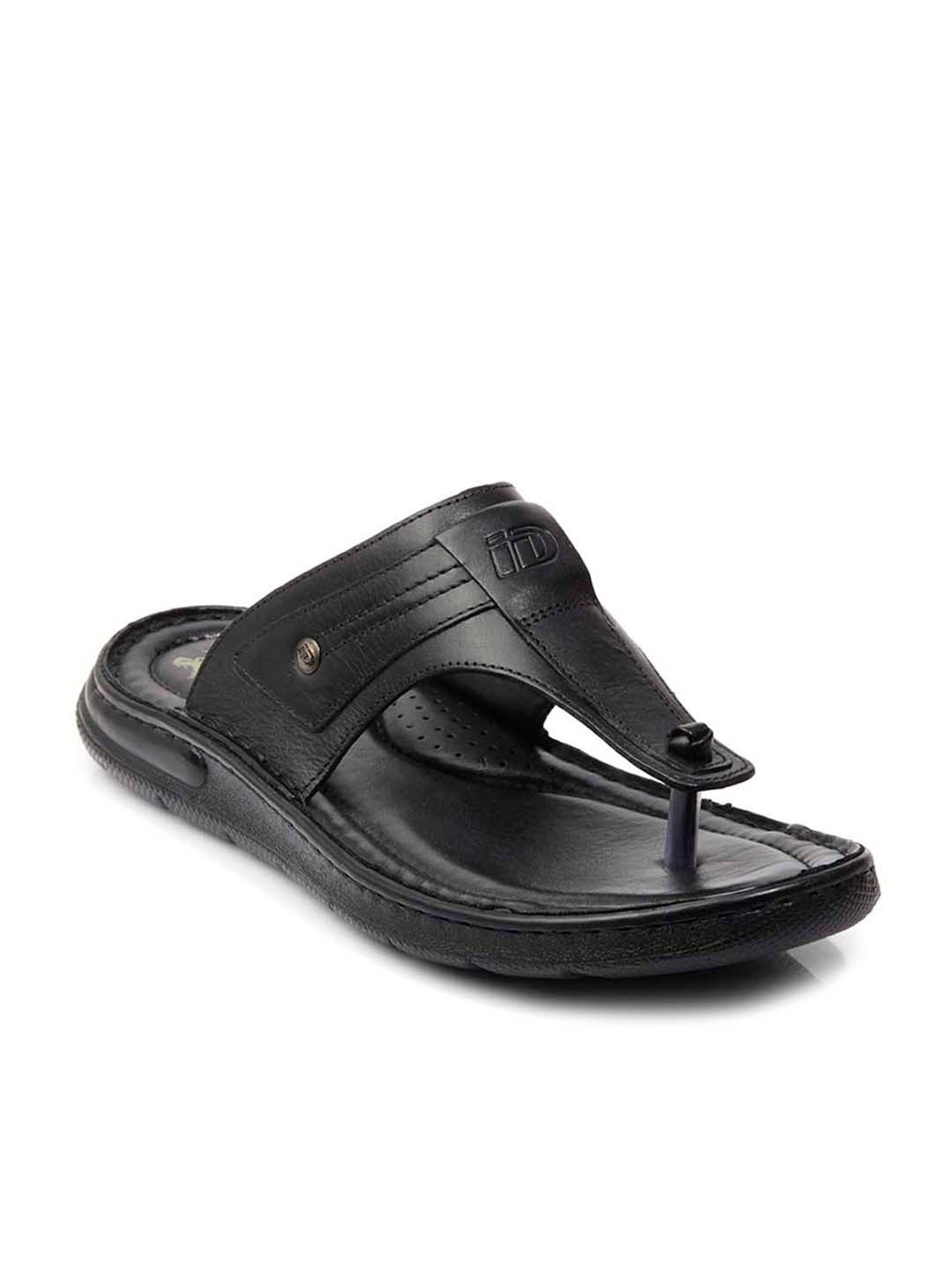 ID Men's Black T-Strap Sandals