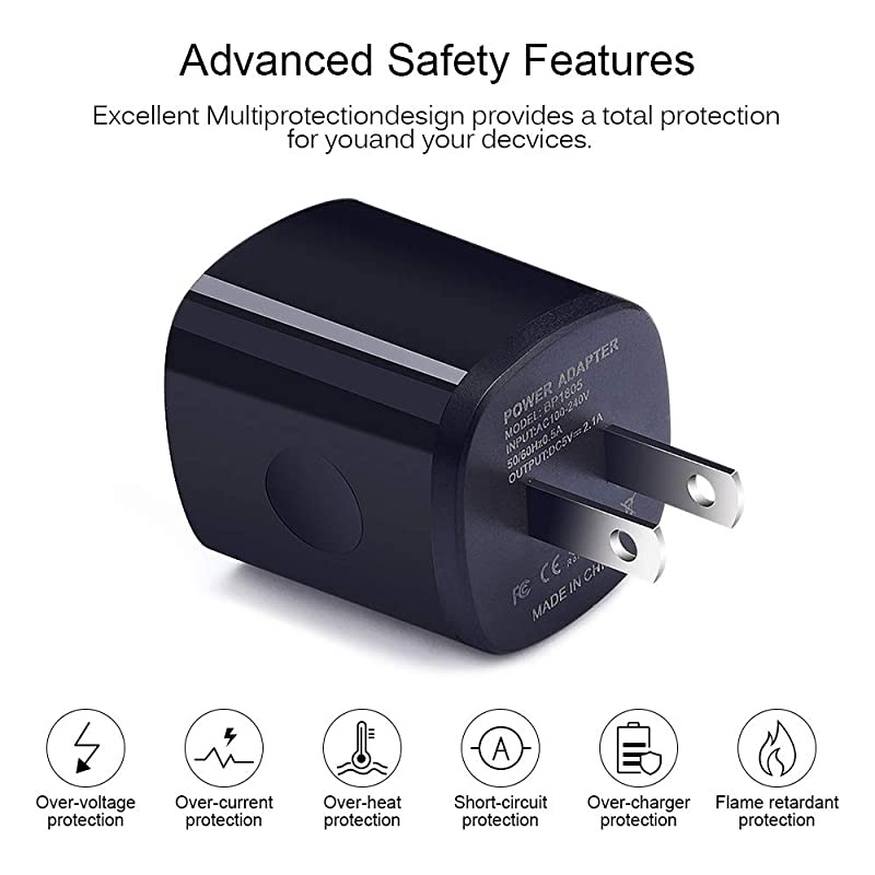 USB C Charger,  Dual Port 2.1A Charger Block Plug with 6ft Type C Fast Charging Cable for Samsung Galaxy S21 S20 Note 21 20 Ultra S10 A50, LG Stylo 6/5/4 G8 G7 ThinQ, Moto G9 G8 G7,OnePlus 7 6T