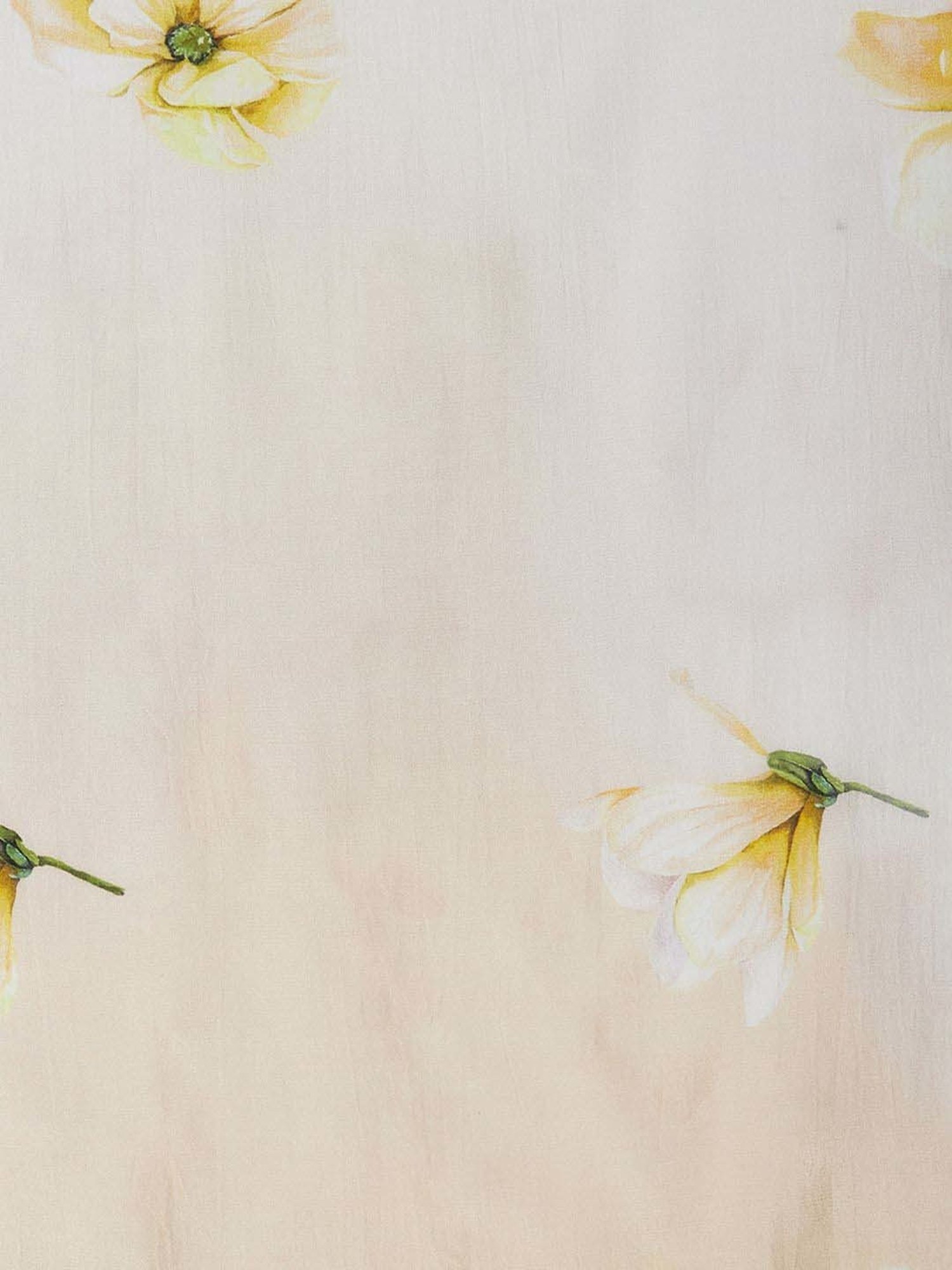 navyasa by liva White & Yellow Floral Print Saree With Unstitched Blouse