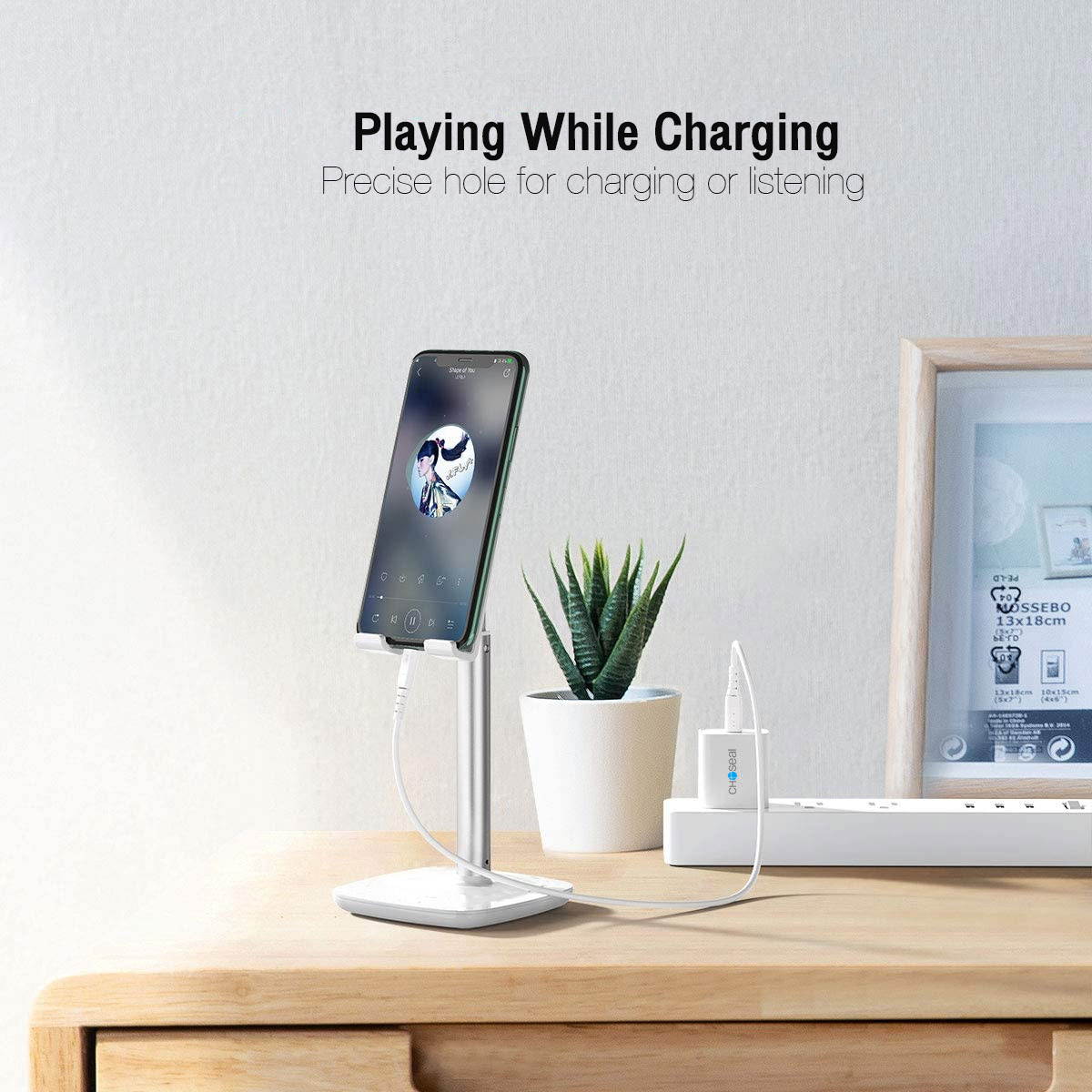 Choseal Phone Stand Angle Height Adjustable Tablet Stand on Desk, Aluminum Metal Phone Holder For IPhone 12 Pro Max 11, iPad Pro, Samsung Tablet, Huawei, Nintendo Switch