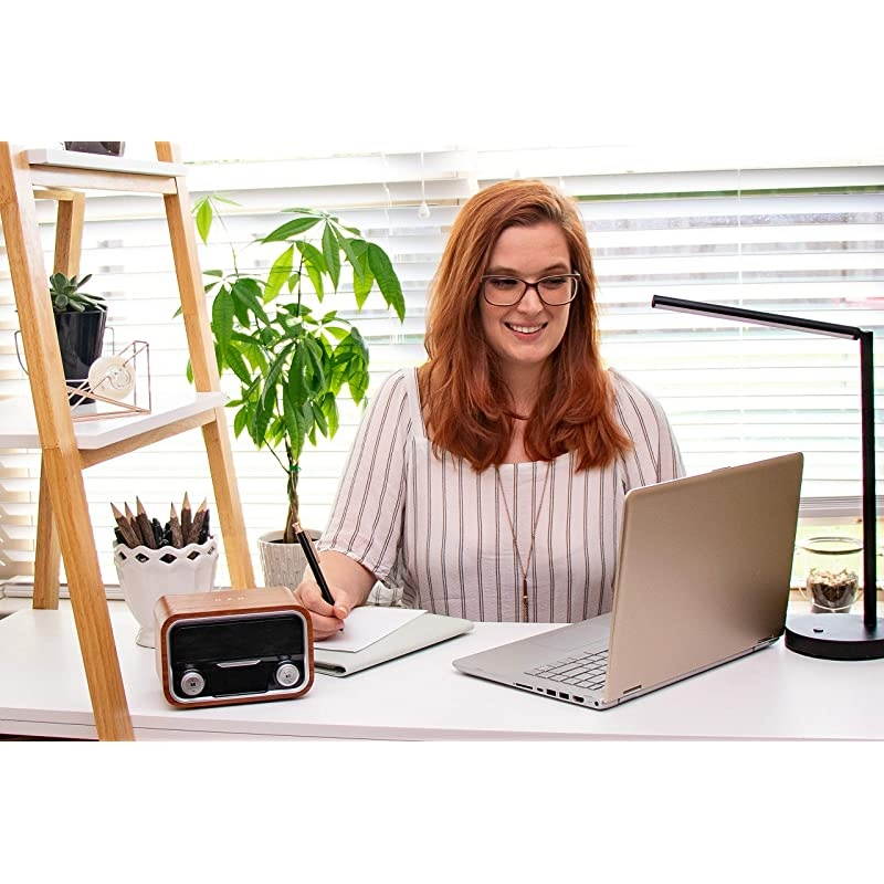 Tech Multi Station - Wireless Charger Bluetooth Clock Radio - Docking Speaker for iPhone 8, x, xs 12 and 12 Pro - Wireless Phone Charging Dock, USB, FM Radio, Bamboo Color