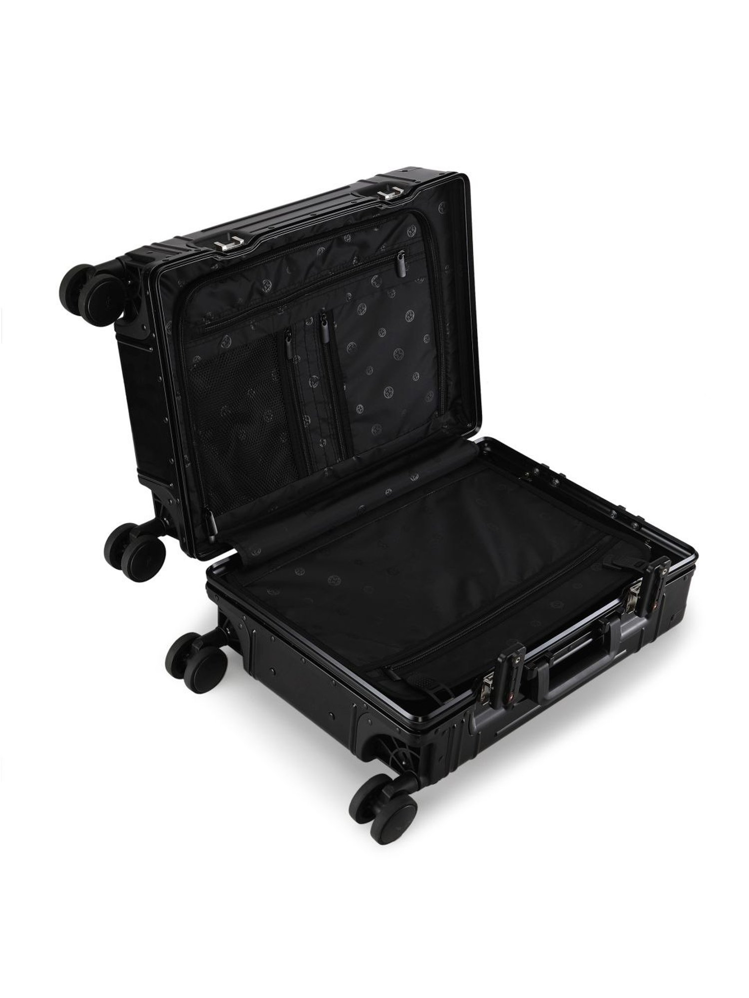 Perquisite Aluminium Trolly Black Textured Hard Cabin Bag - 56 cm