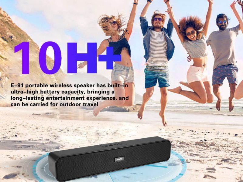 PORTABLE SPEAKER E91 Computer Speaker, Bluetooth 5.0 Wireless PC Soundbar, Stereo USB Powered Sound Bar Speaker for Computer Laptop Smartphone Tablet Game Console, Aux Connection, Black