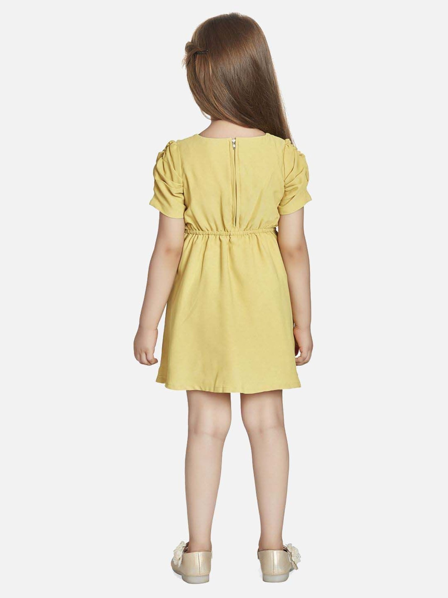 Peppermint Girls Mustard Solid Dress