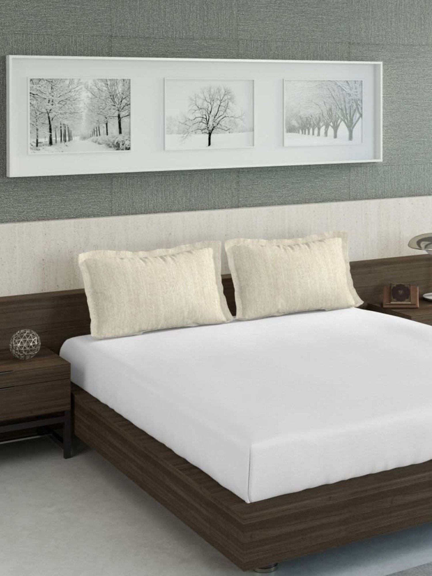 DDECOR Live Beautiful Off White Cotton 210 TC Pillow Covers - Set of 2