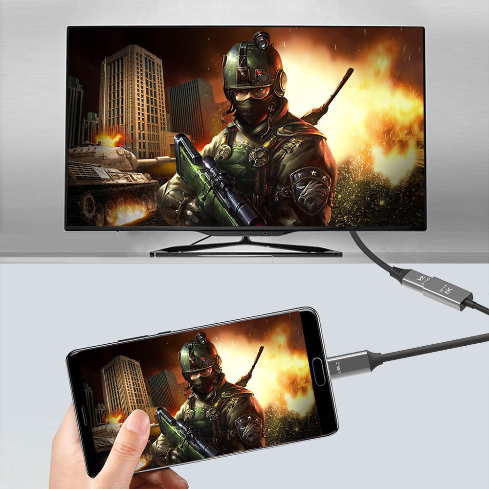 CABLEDECONN USB C to DisplayPort 1.4 8K Cable 8K@60Hz 4K@144Hz Male to Female 25CM Converter Thunderbolt 3 to DisplayPort Adapter Compatible with New MacBook Pro 2019 2020 DELL XPS