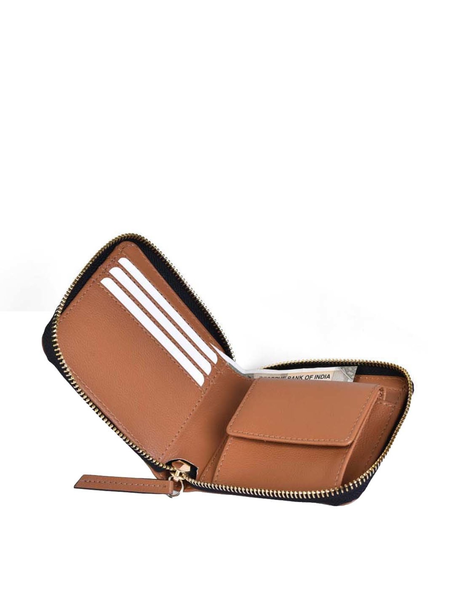 BELWABA Tan Solid Zip Around Wallet for Women