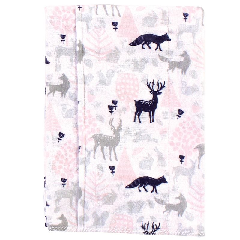 Hudson Baby Infant Girl Cotton Flannel Burp Cloths 4pk, Linocut Woodland Girl, One Size