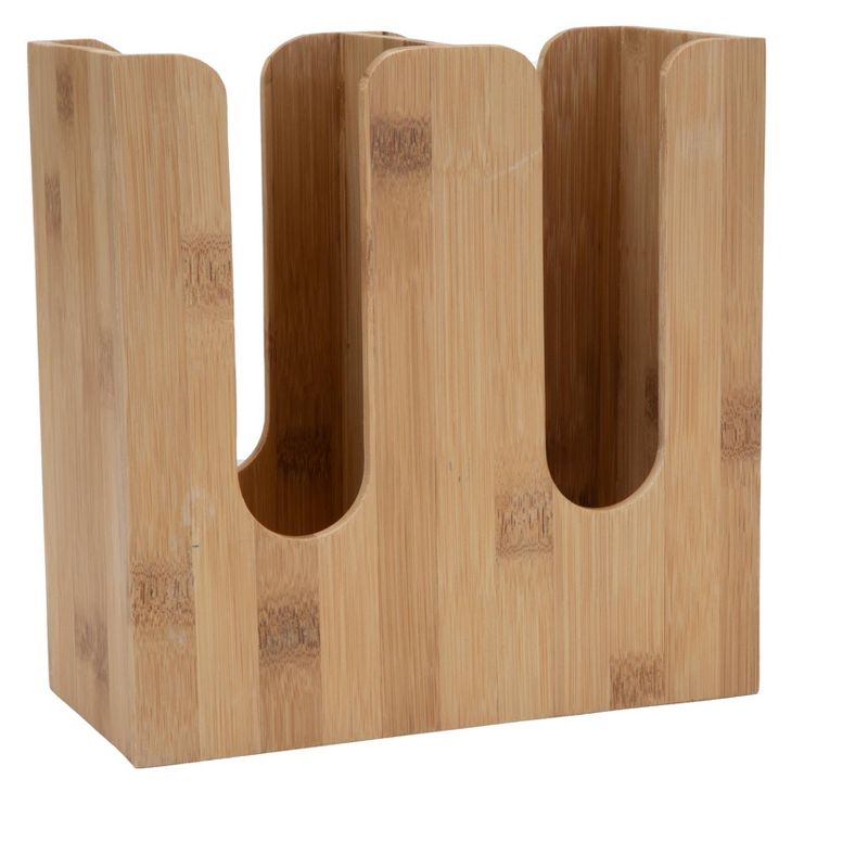 Mind Reader 2 Row Cup and Lid Organizer Stand Holder, Bamboo Brown
