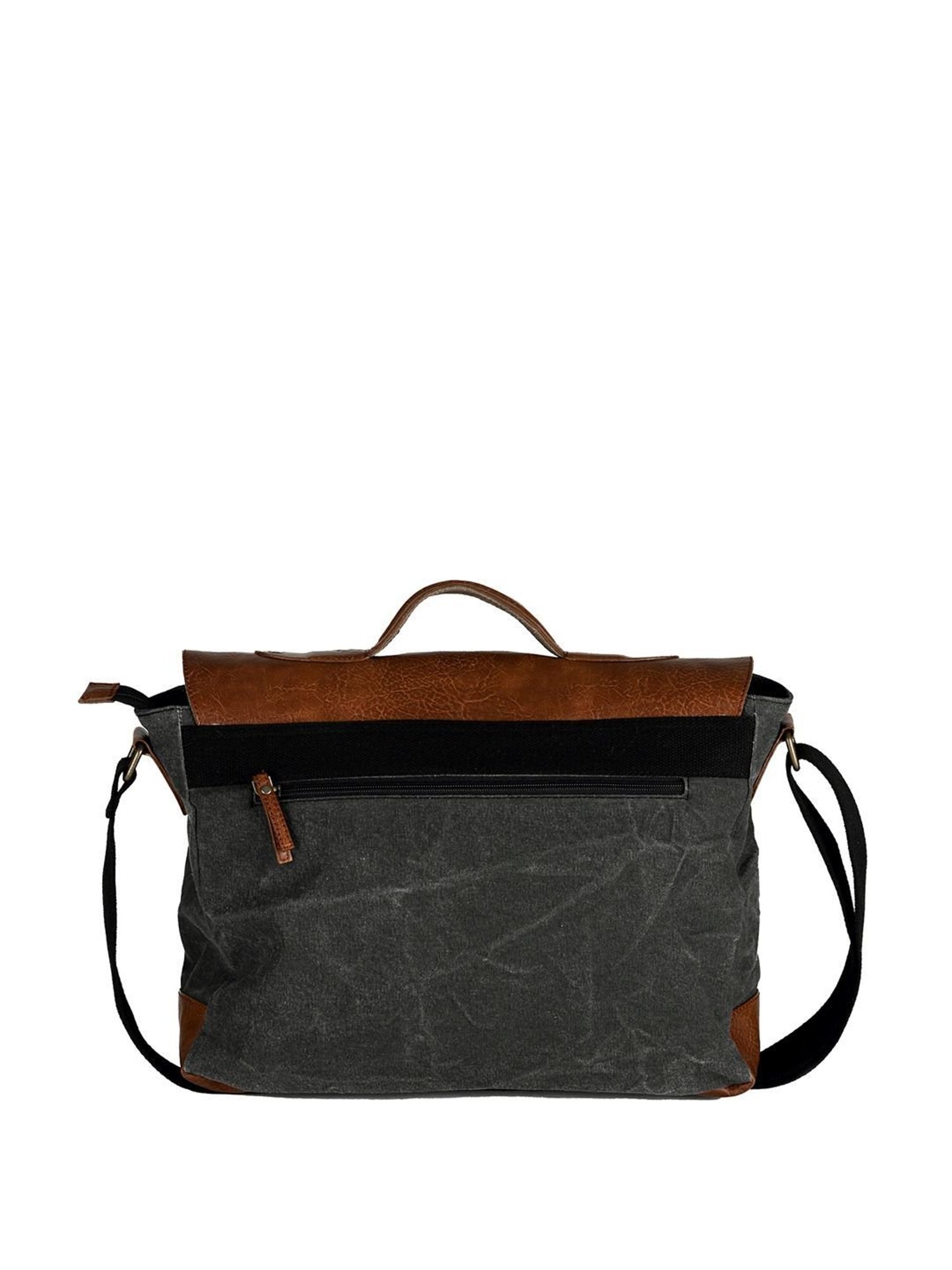 Mona B Black Canvas Medium Messenger Bag