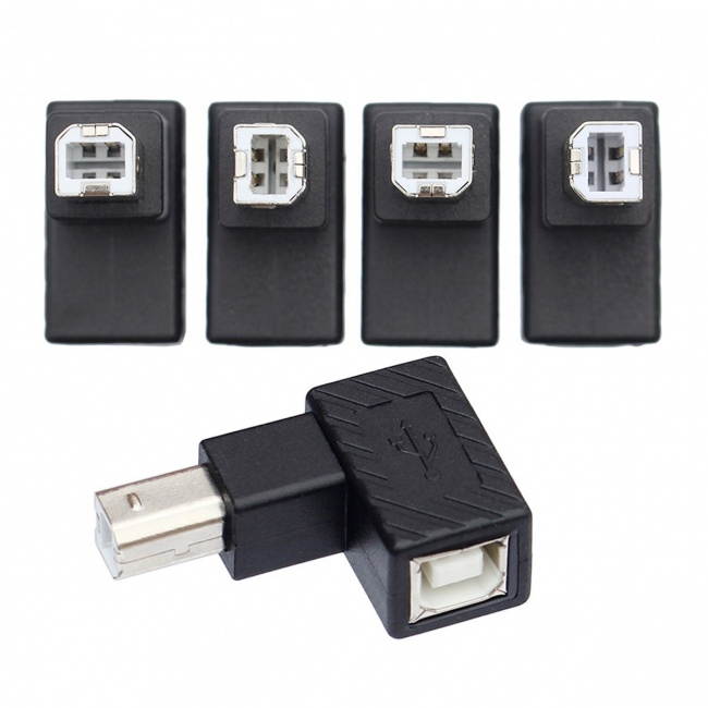 Jimier 4Pcs USB 2.0 B Type Male to Female Extension Adapter Horizontal Vertical Angled 90 Degree for Disk Scanner