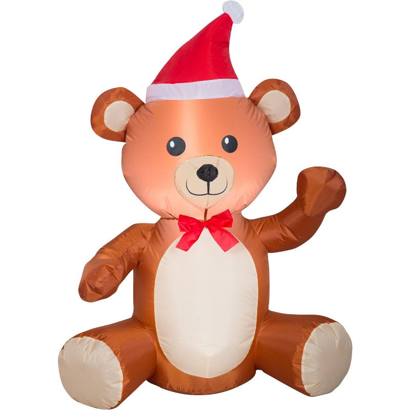 Gemmy Christmas Airblown Inflatable Teddy Bear , 3.5 ft Tall, Multicolored