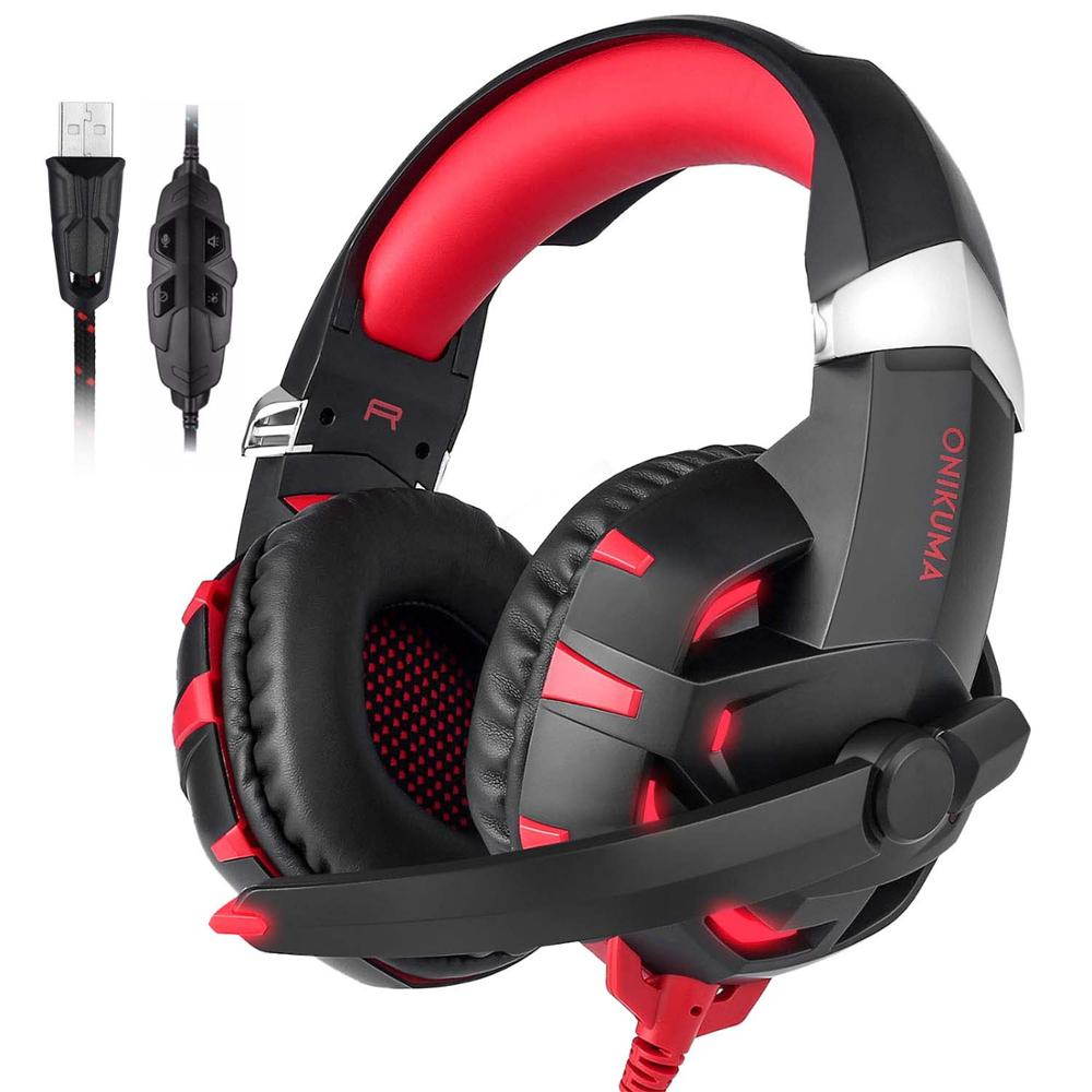 ONIKUMA K2 Gaming Headset 7.1 Channel Sound Stereo Casque Gaming Headphone with Mic LED Light for PS4 PC Laptop Computer