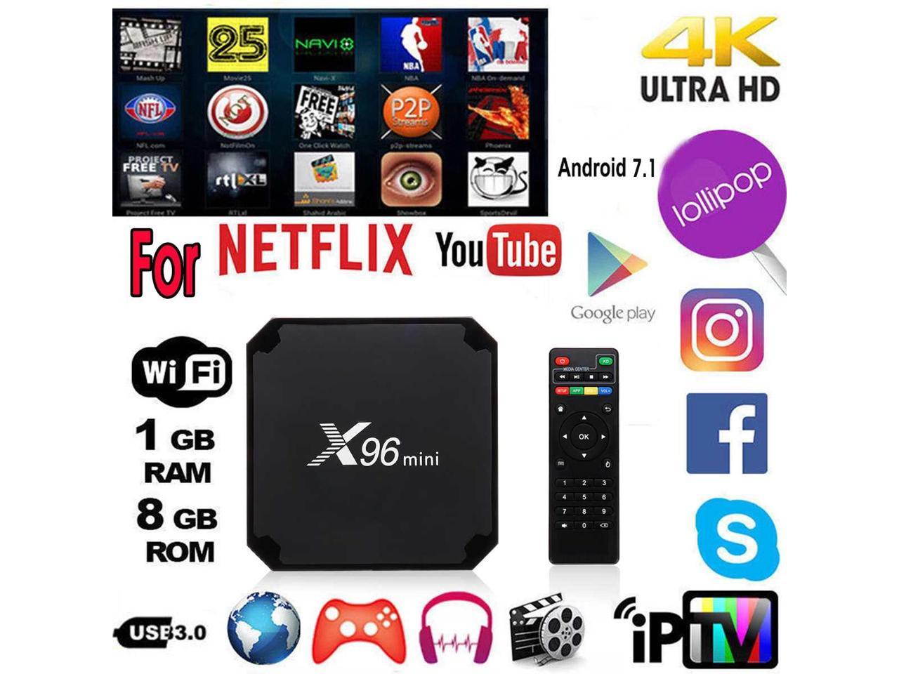 4K Set Top Box, Mini Android TV Box, X96 Mini Android TV Box - 1GB RAM+8GB ROM AMLOGIC S905W Quad-core Cortex-A53 with WiFi 2.4GHz / H.265 4K HD Smart Media Player
